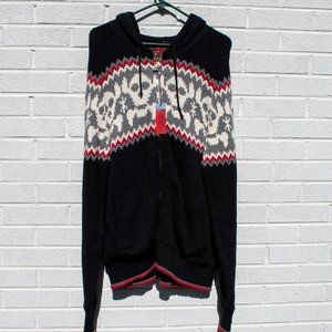 AEROPOSTALE Heavy Knit "Sweater" Jacket Coat SKULL Print size L